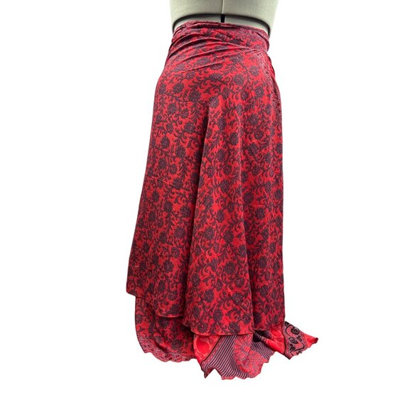 Red & Purple Printed Wrap Skirt - Picture 1 of 5